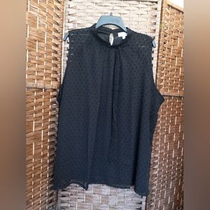 Shannon Ford New York Sheer Dots Embellished Blouse Top with Neck Tie